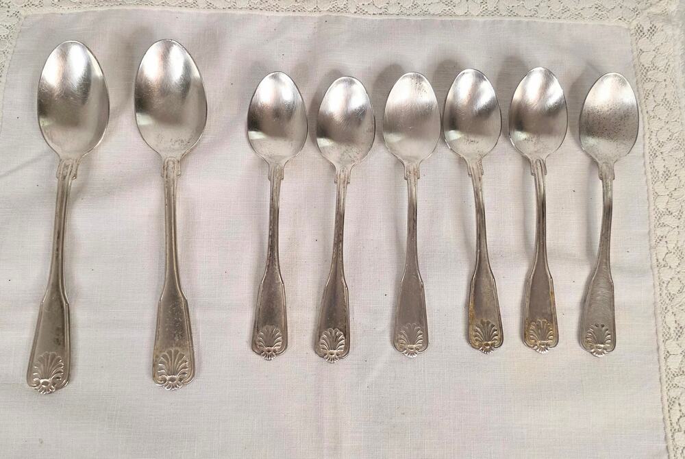 Lot of 8 International Silverplate Spoons 2 Tablespoons 2 Teaspoons Korea
